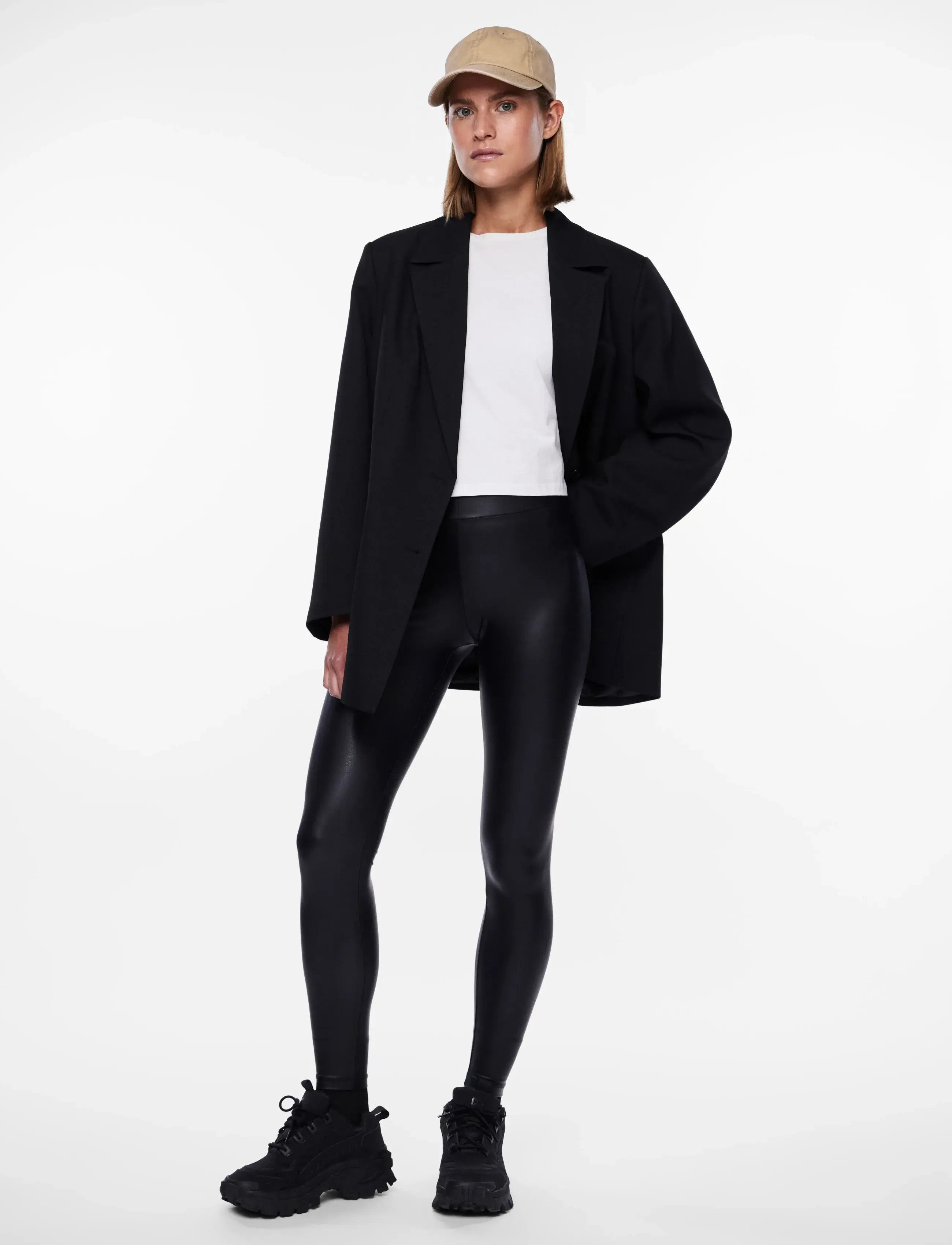 Pieces Pcnew Shiny Leggings Jrs Noos, S/M, Unterteile, Schwarz - Leggings, Frauen