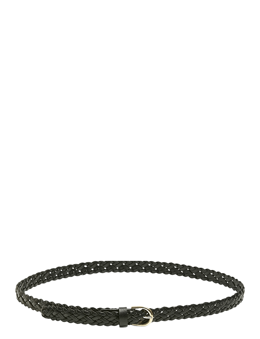 Pieces - PCAVERY LEATHER BRAIDED SLIM BELT NOOS - leather belts - black - 1