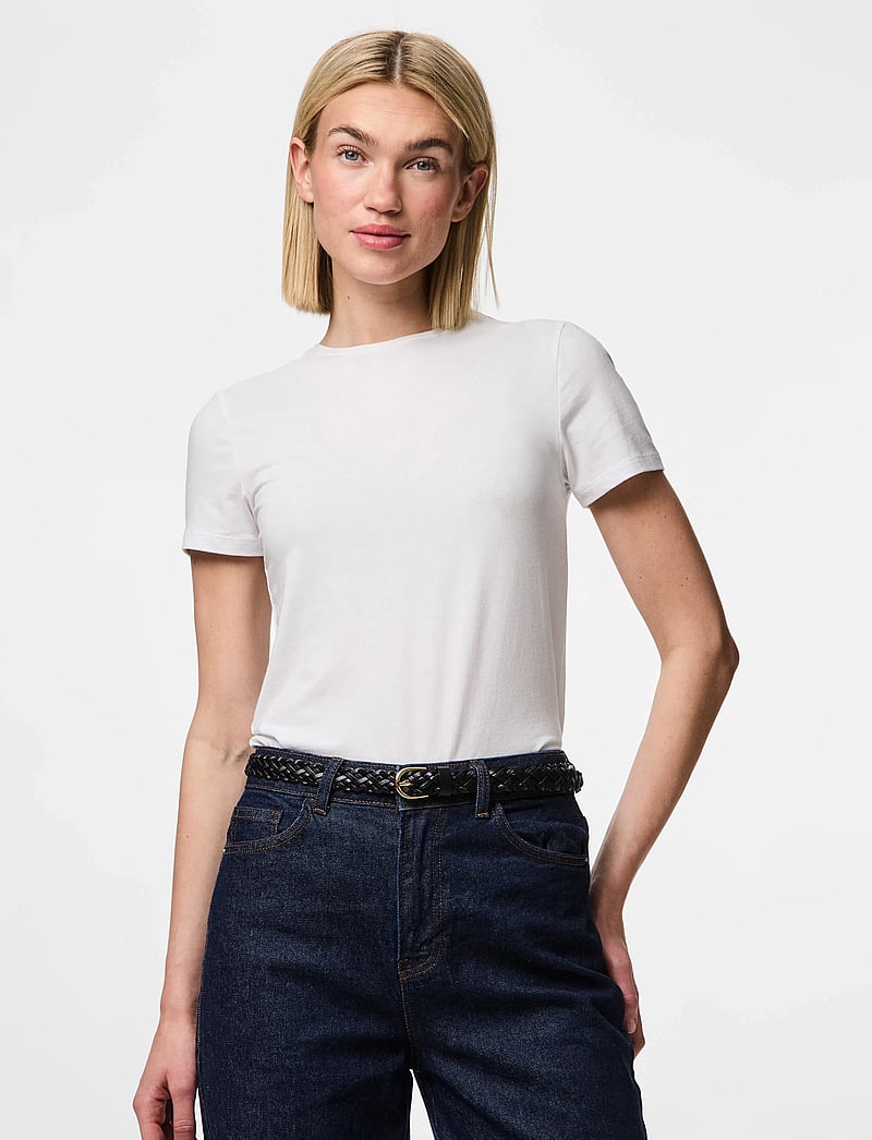 Pieces - PCAVERY LEATHER BRAIDED SLIM BELT NOOS - læderbælter - black - 0