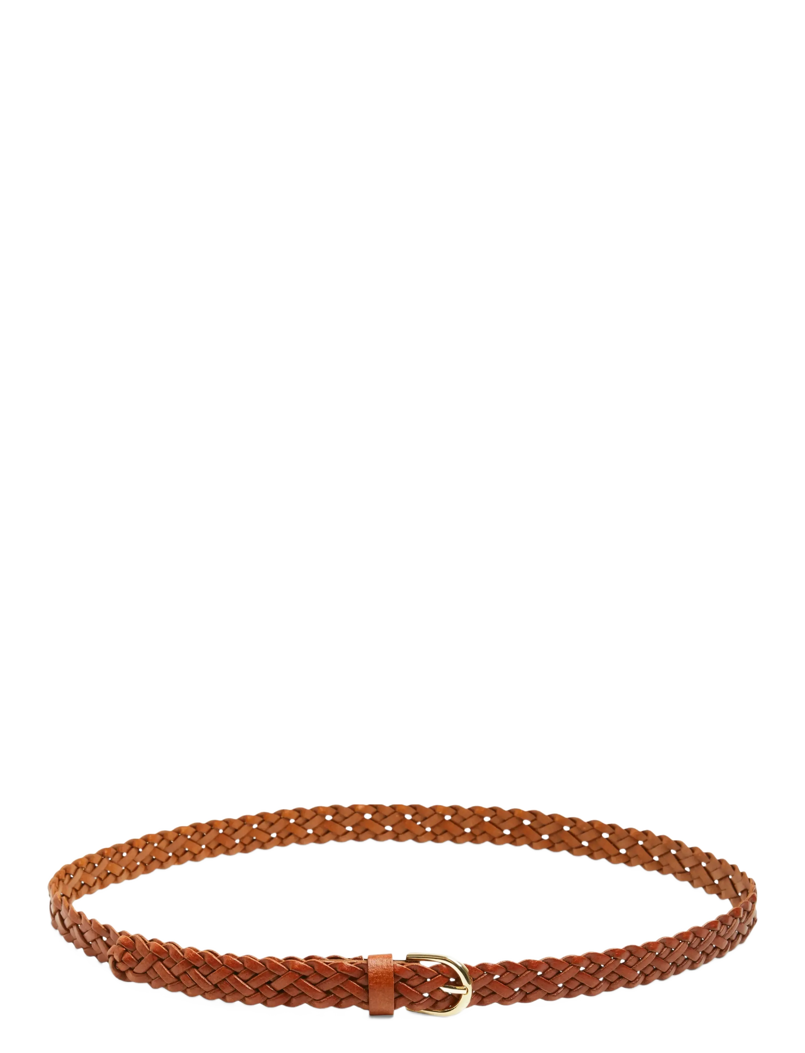 Pieces - PCAVERY LEATHER BRAIDED SLIM BELT NOOS - odiniai diržai - cognac - 1
