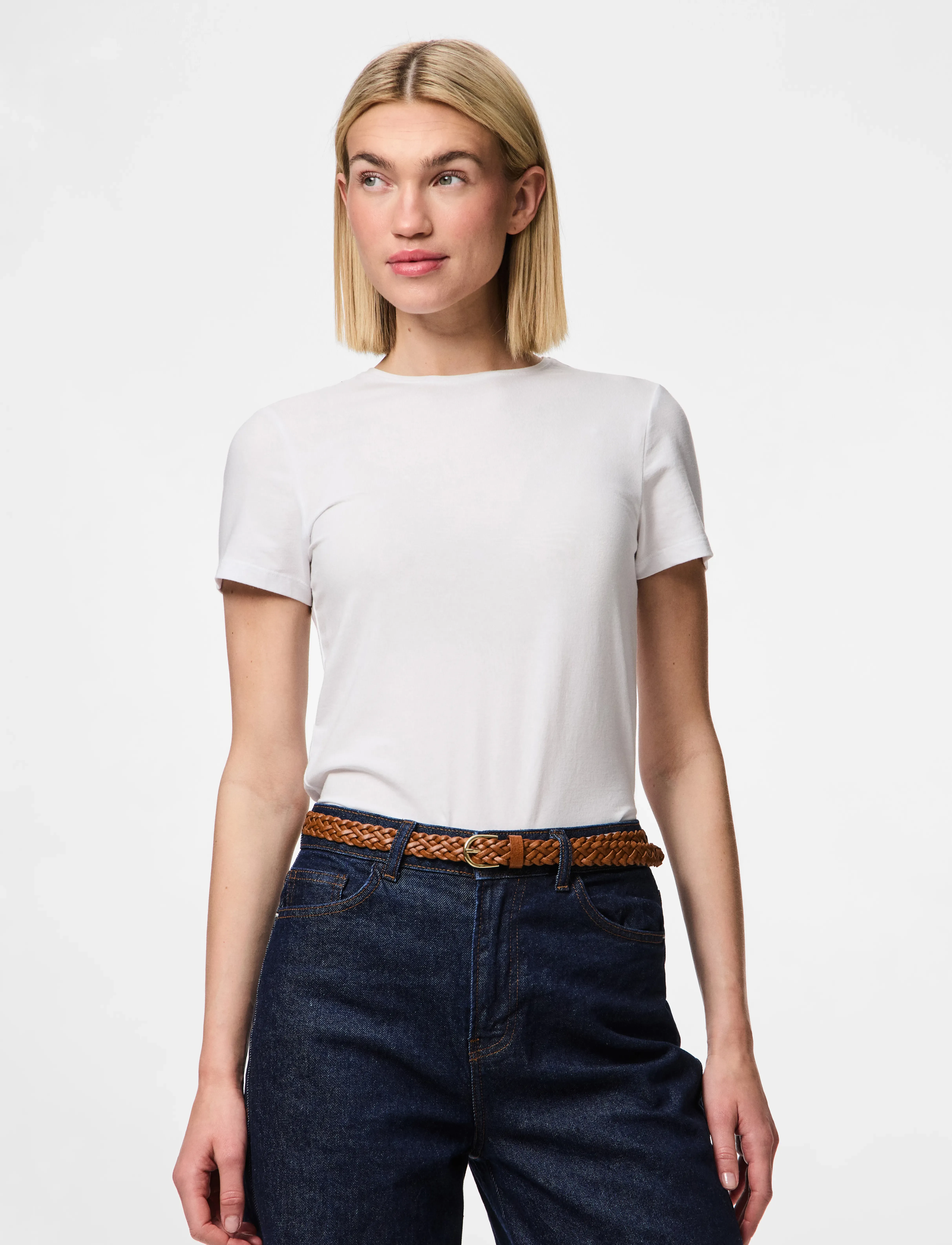 Pieces Pcavery Leather Braided Slim Belt Noos, 90, Brown, Tilbehør > Bælter, Dame