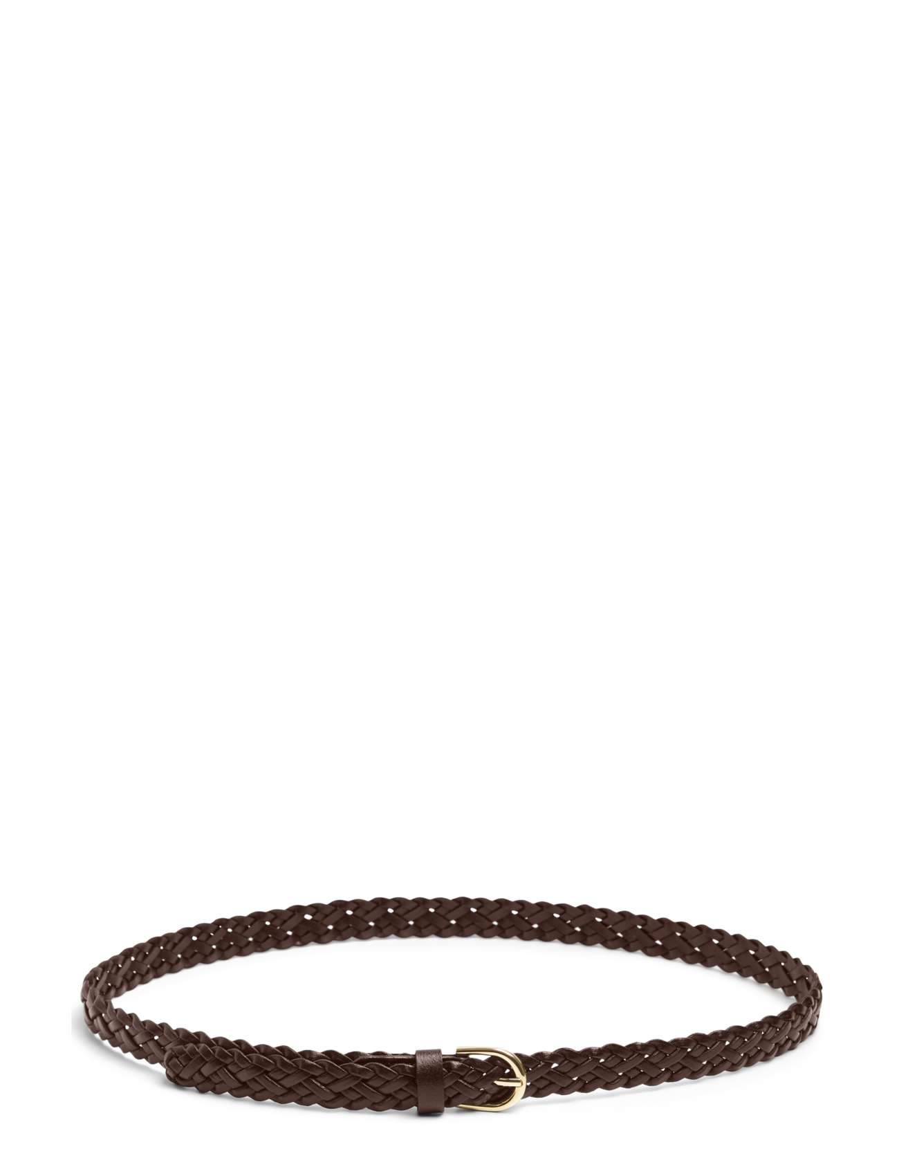 Pieces PCAVERY LEATHER BRAIDED SLIM BELT NOOS - Pieces - HOT FUDGE / brown