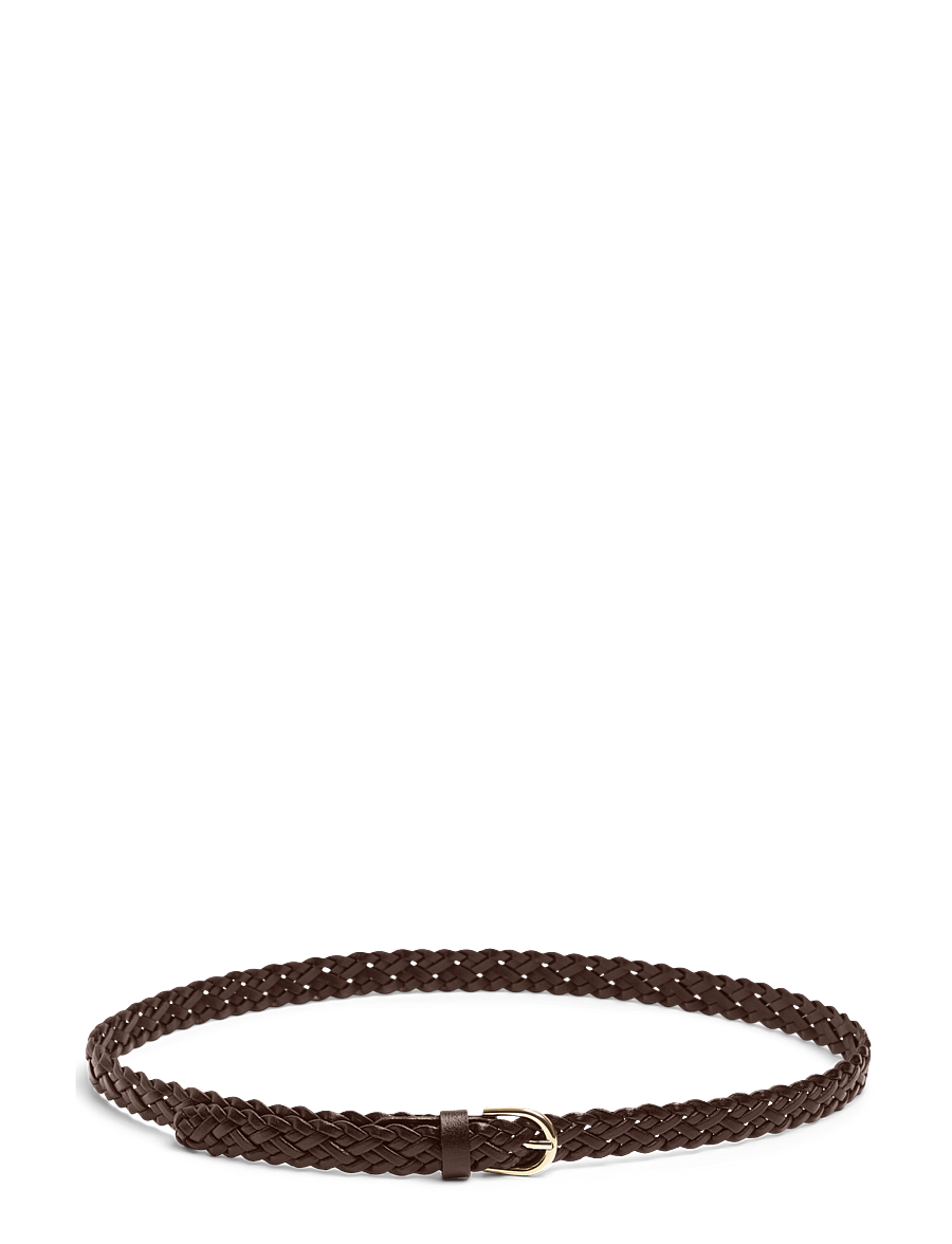 Pieces - PCAVERY LEATHER BRAIDED SLIM BELT NOOS - leather belts - hot fudge - 0