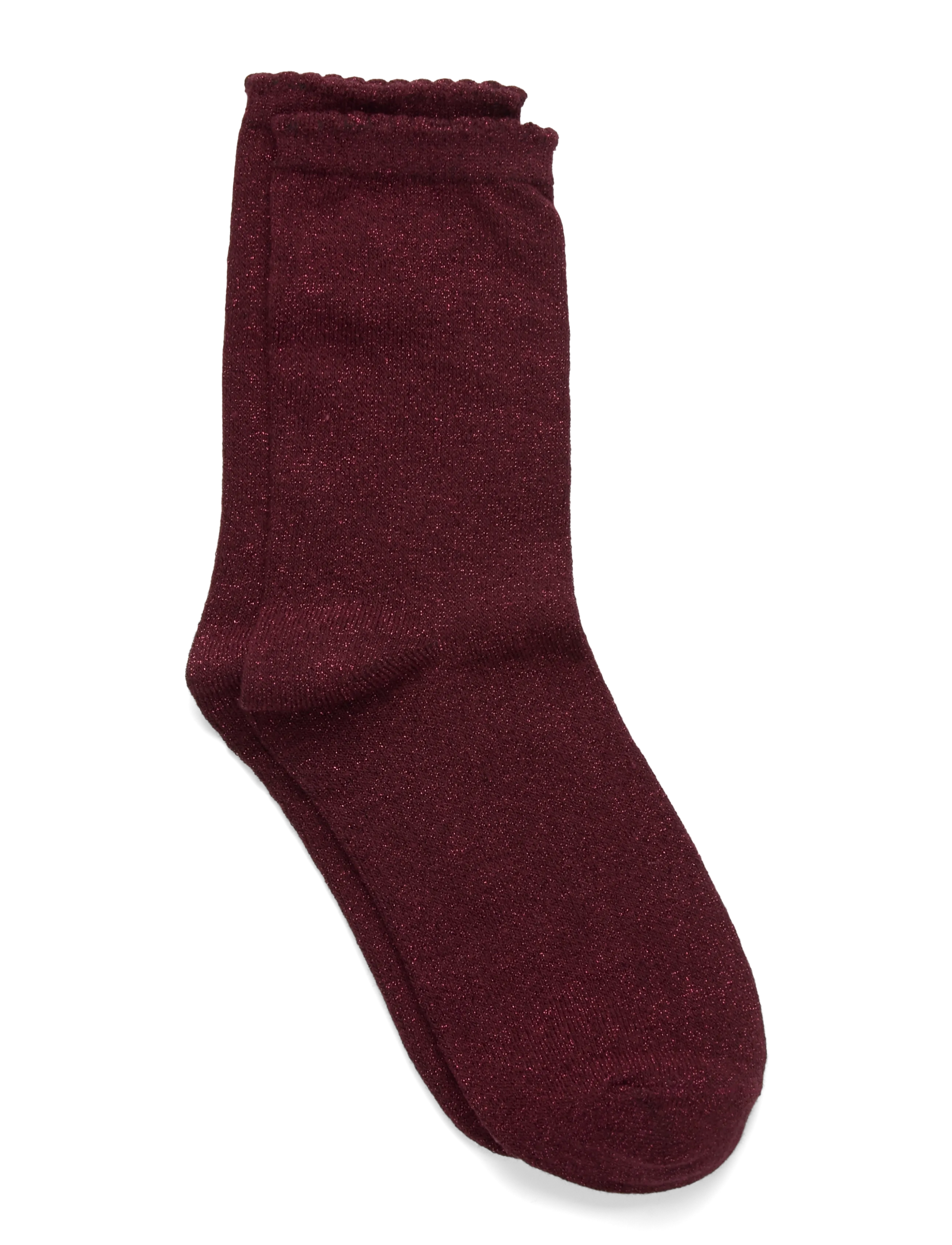 Pieces PCSEBBY GLITTER LONG 1 PACK SOCKS NOOS - Strømper - TAWNY PORT / burgundy