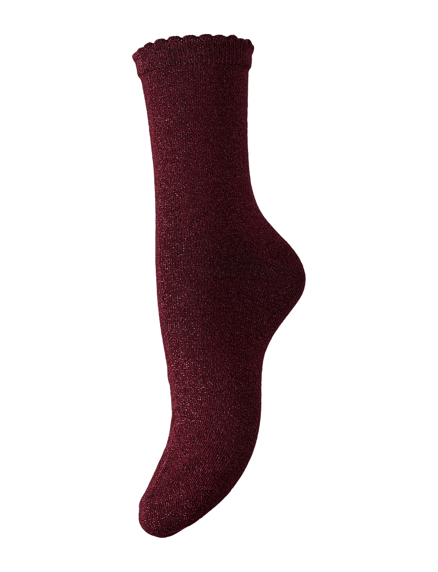 Pieces - PCSEBBY GLITTER LONG SOCKS NOOS BC - normale socken - tawny port - 0