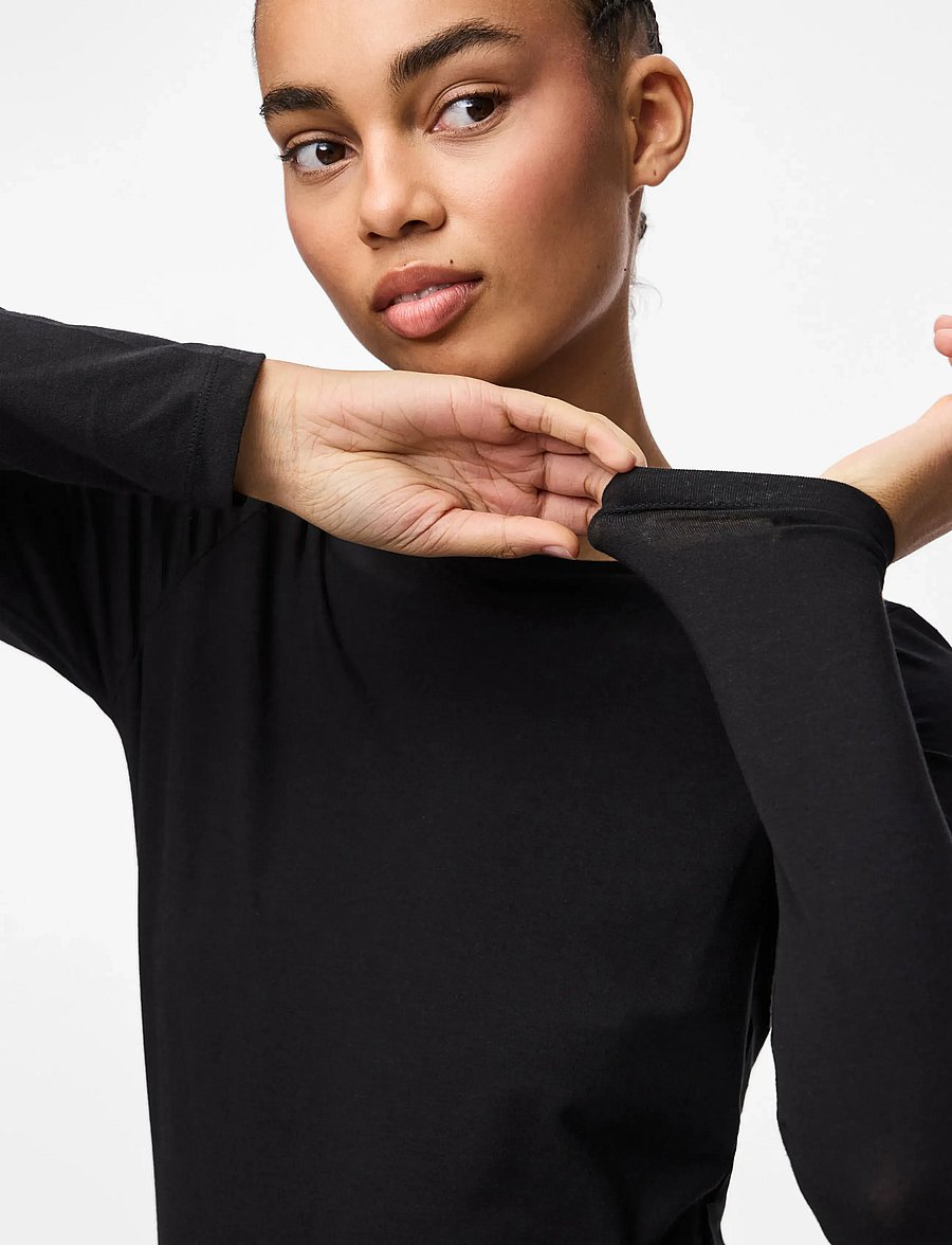 Pieces - PCSIRENE LS TEE JRS NOOS BC - palaidinukės - black - 4