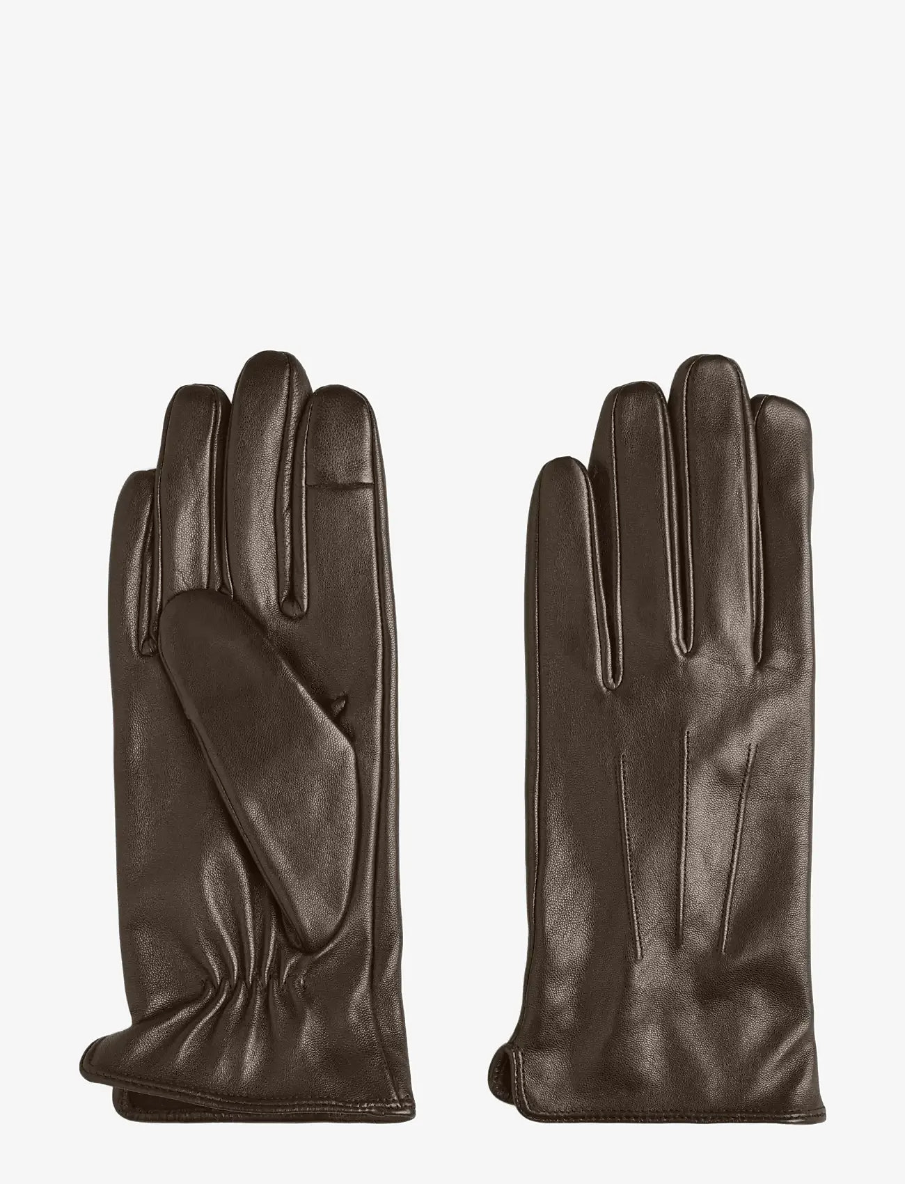 Pieces - PCNELLIE LEATHER SMART GLOVE NOOS - handsker - hot fudge - 0