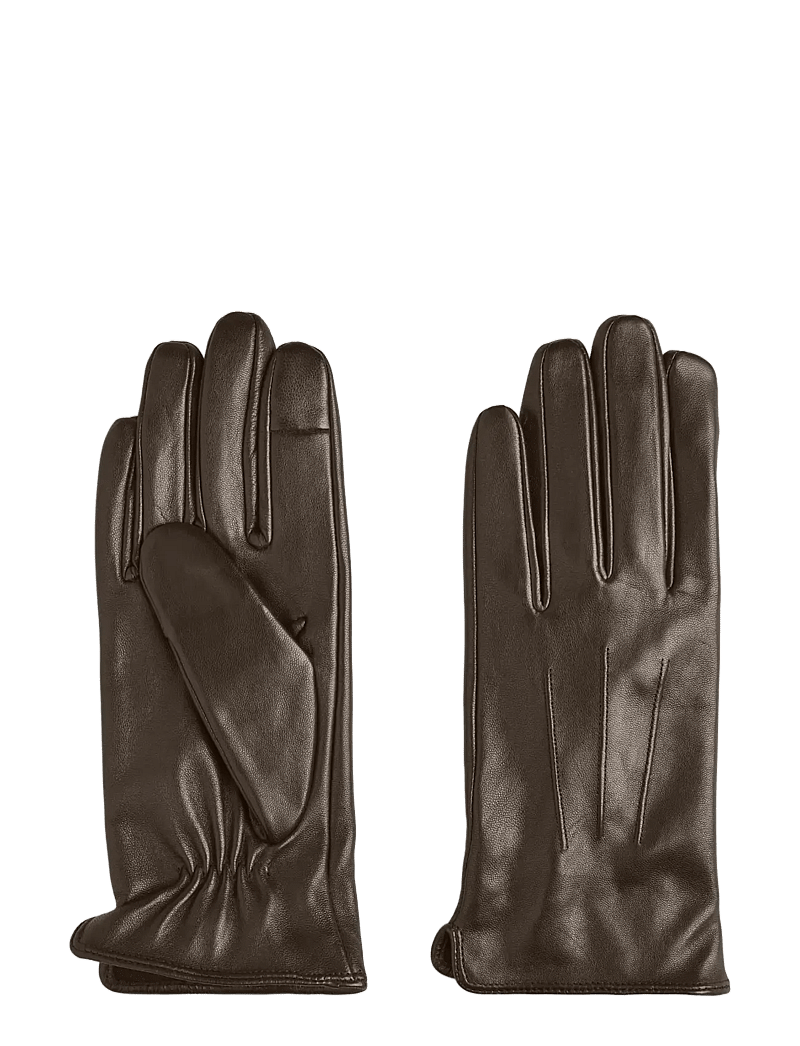 Pieces - PCNELLIE LEATHER SMART GLOVE NOOS - handsker - hot fudge - 0