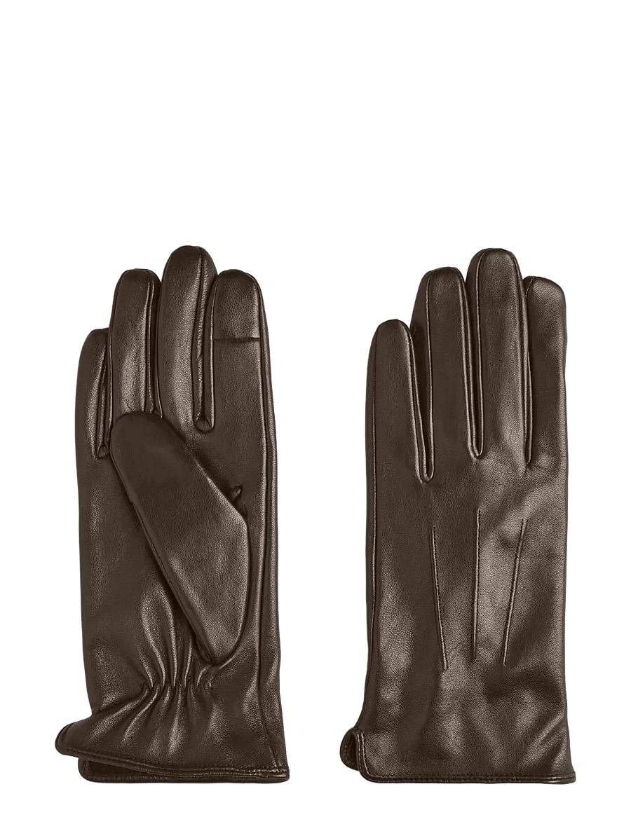 Pieces - PCNELLIE LEATHER SMART GLOVE NOOS - lederhandschuhe - hot fudge - 0