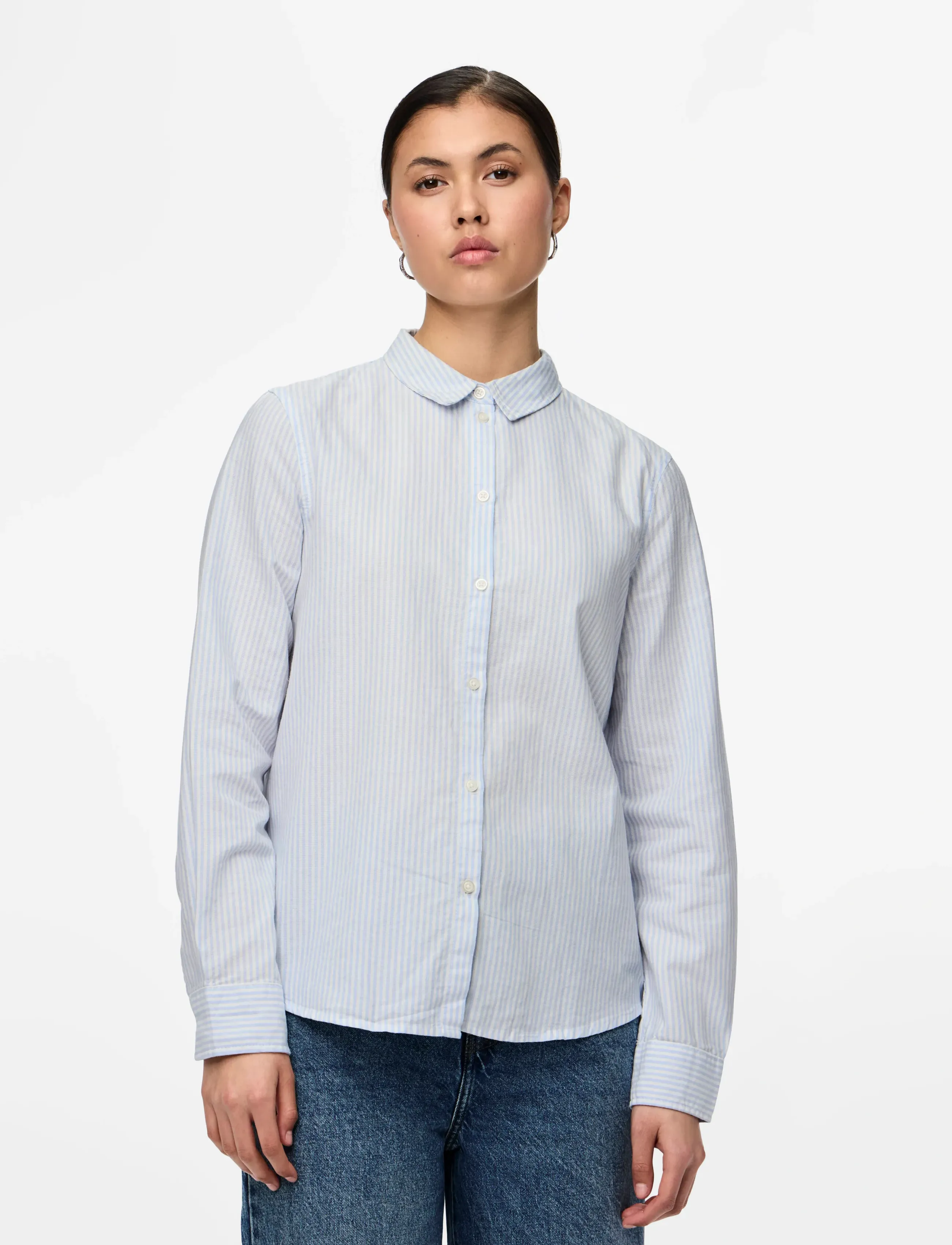 Pieces PCIRENA LS OXFORD SHIRT WVN NOOS - Pieces - BRIGHT WHITE / blue