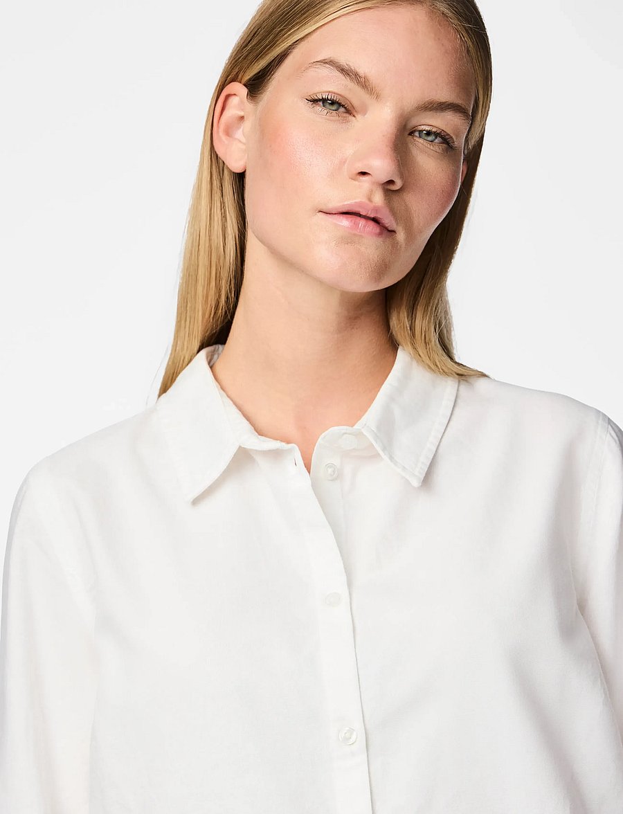 Pieces - PCIRENA LS OXFORD SHIRT WVN NOOS - langærmede skjorter - bright white - 5