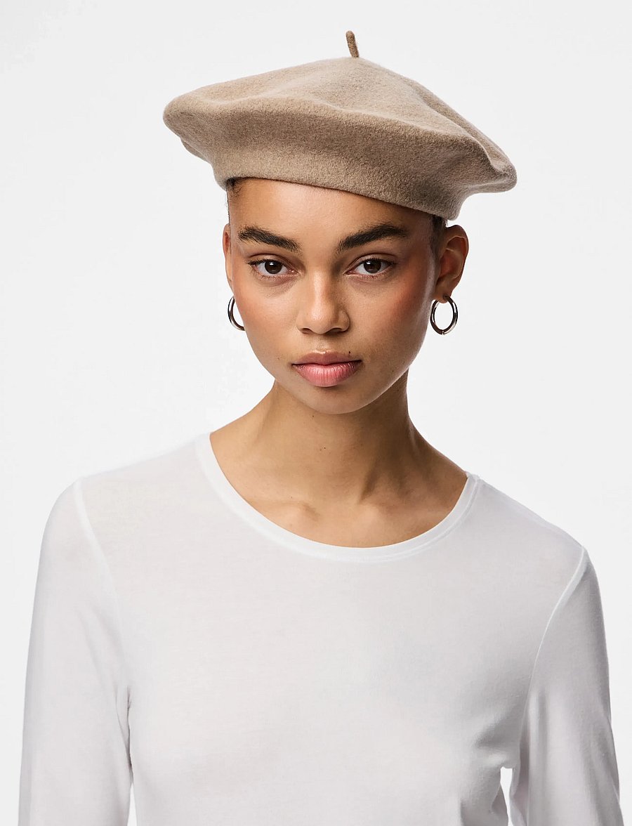 Pieces - PCFRENCH WOOL BERET - hüte - greige - 0