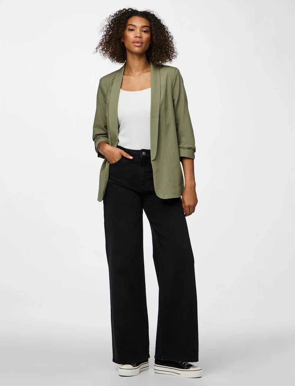 Pieces - PCBOSELLA 3/4 BLAZER NOOS BC - enkeltspente blazere - deep lichen green - 0