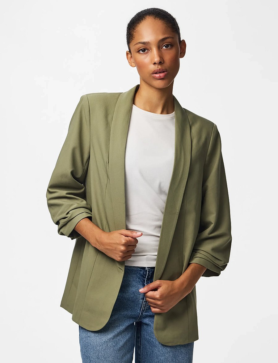 Pieces - PCBOSELLA 3/4 BLAZER NOOS BC - enkeltradede blazere - deep lichen green - 0