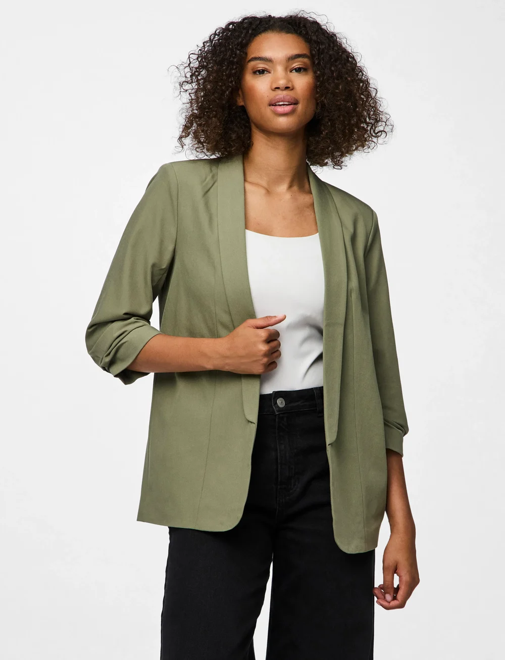 Pieces - PCBOSELLA 3/4 BLAZER NOOS BC - enkeltspente blazere - deep lichen green - 5