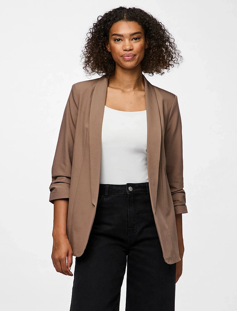 Pieces - PCBOSELLA 3/4 BLAZER NOOS BC - enkeltradede blazere - fossil - 0