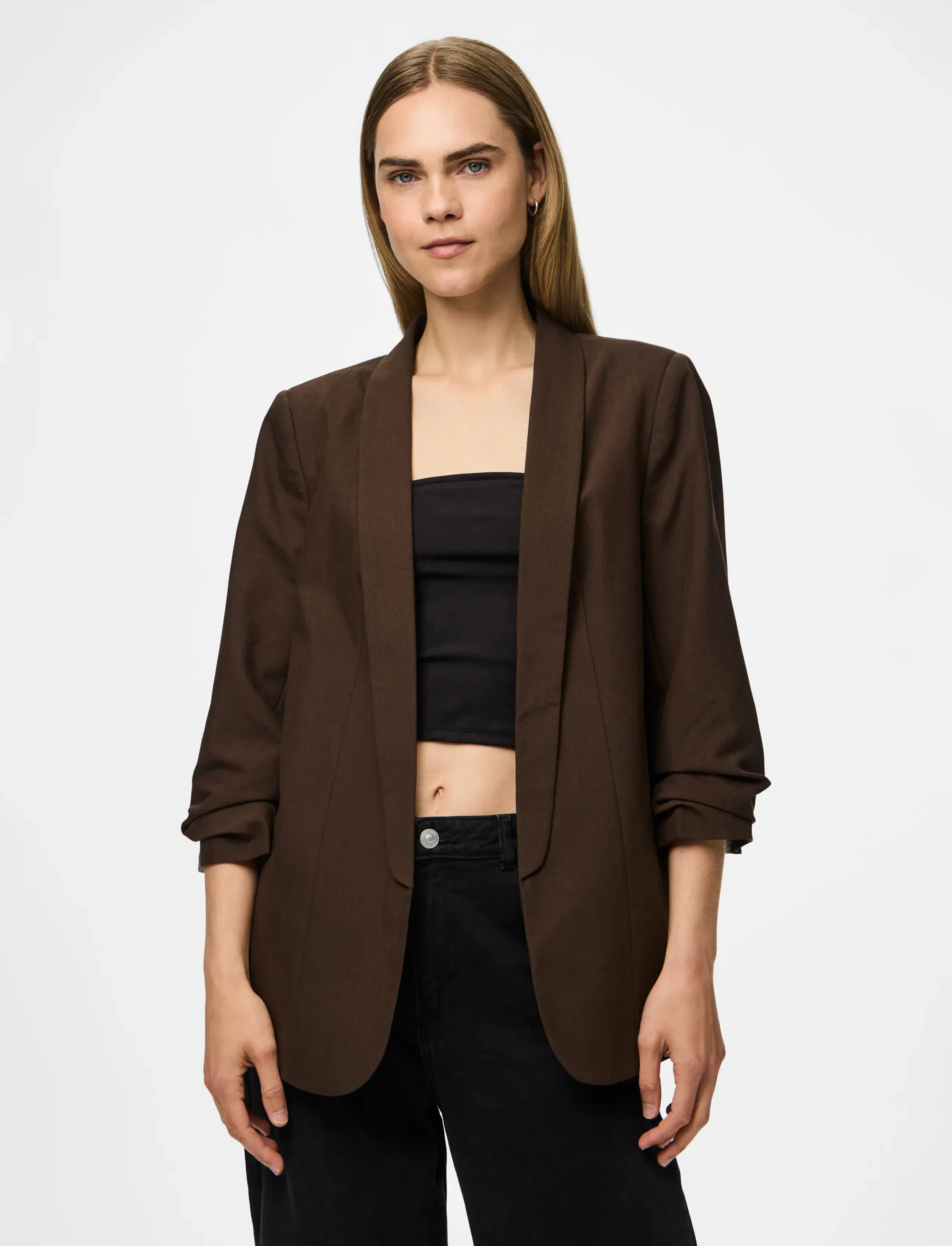 Pieces Pcbosella 3/4 Blazer Noos Bc, M, Brown, Blazere > Enkeltradede Blazere, Dame
