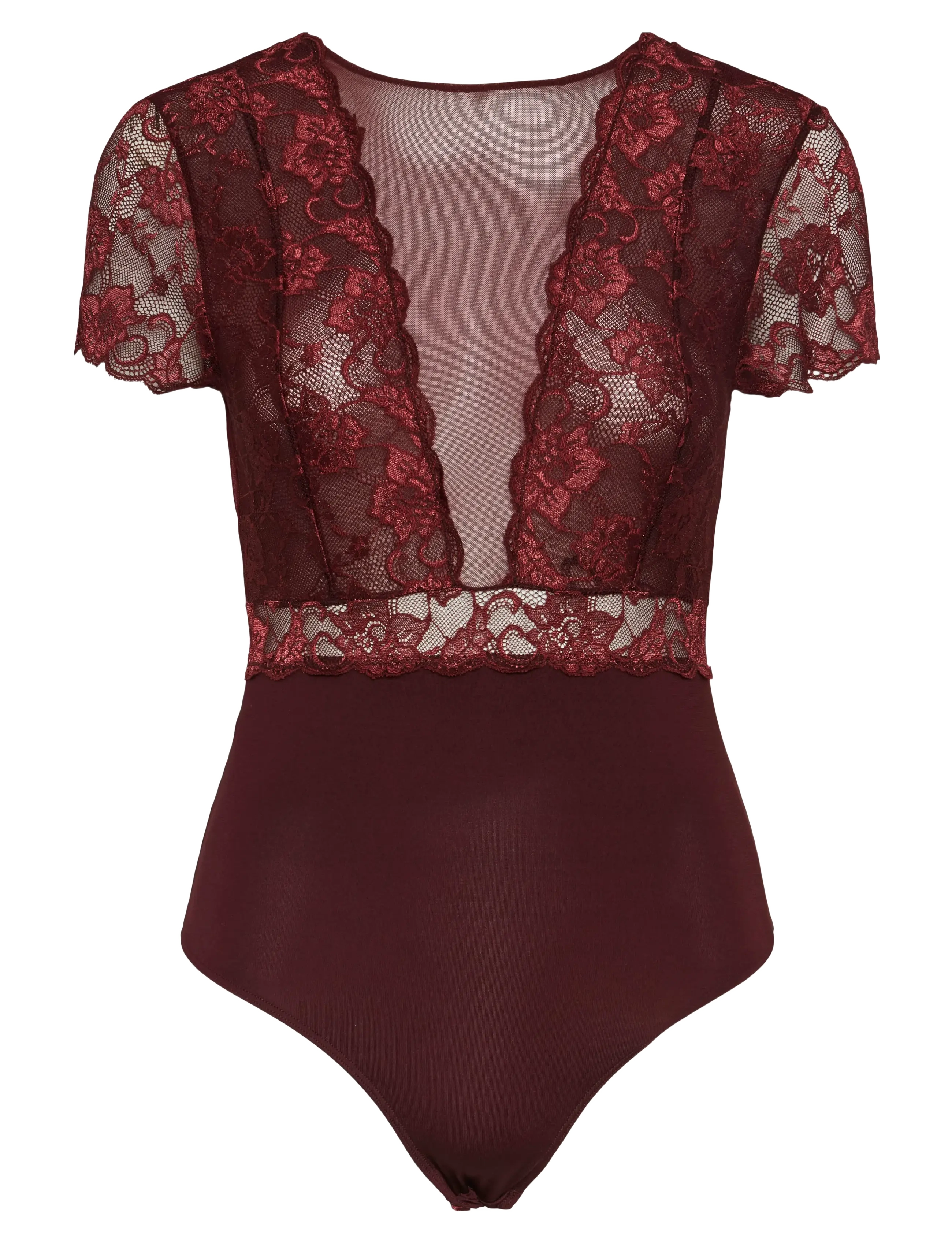 PIECES Pcsicca Ss Bodystocking Rot - XS - Damen