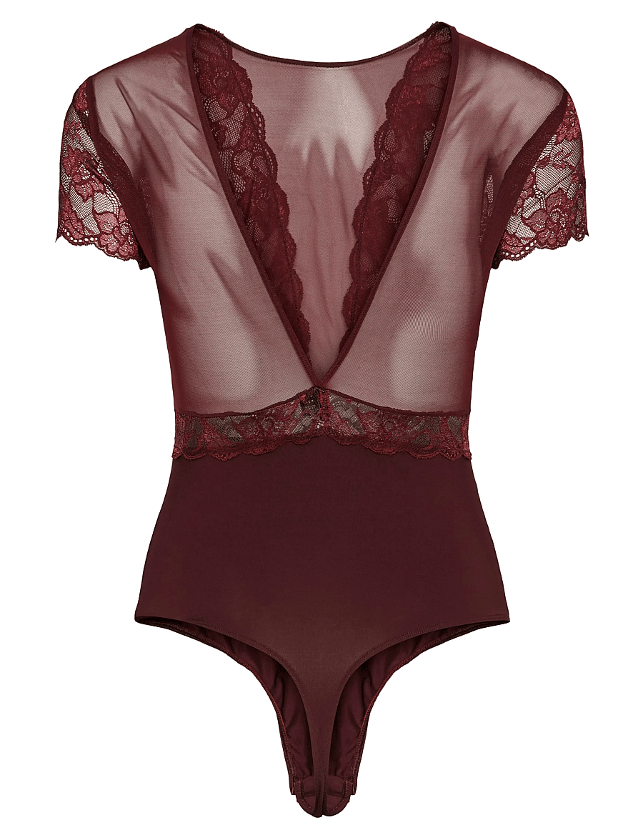 Pieces - PCSICCA SS BODYSTOCKING - Īpaši notikumi - tawny port - 2