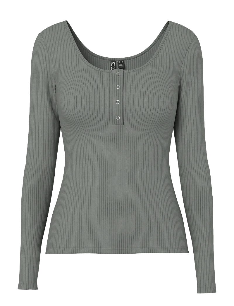 Pieces - PCKITTE LS TOP JRS NOOS BC - langärmlige tops - castor gray - 1