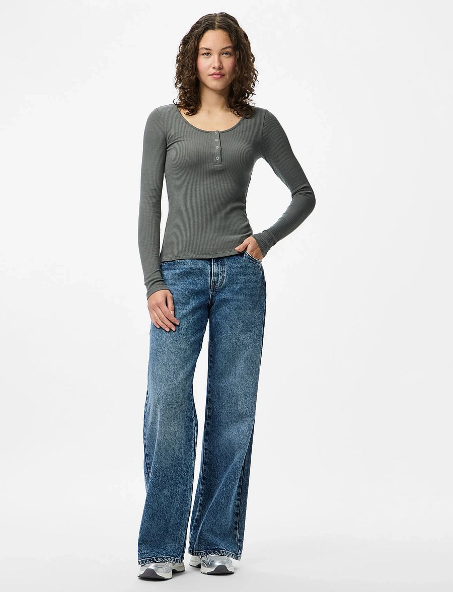 Pieces - PCKITTE LS TOP JRS NOOS BC - pikkade varrukatega alussärgid - castor gray - 4