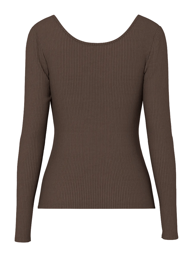 Pieces - PCKITTE LS TOP JRS NOOS BC - langärmlige tops - hot fudge - 2