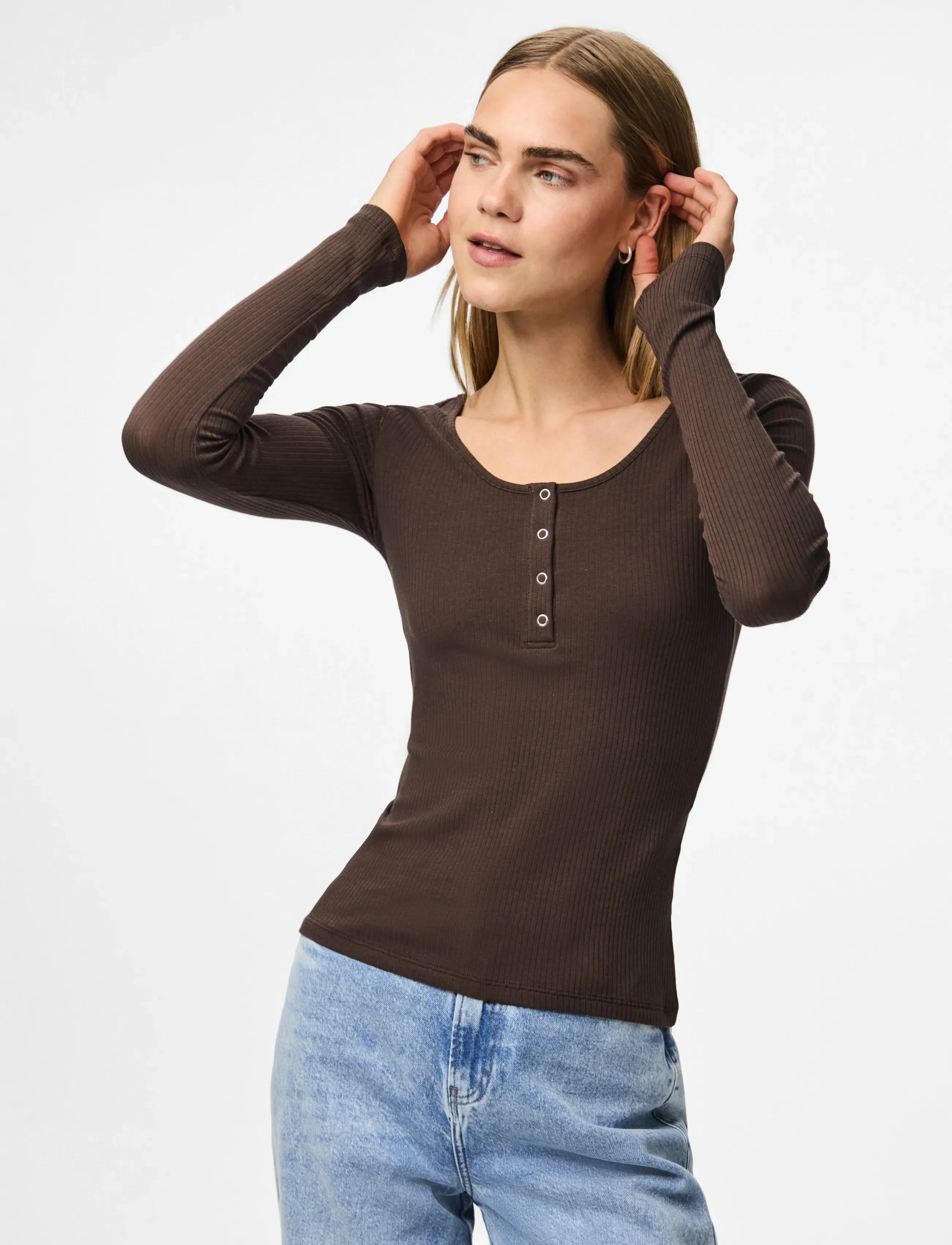 Pieces PCKITTE LS TOP JRS NOOS BC - Kleidung - HOT FUDGE / brown