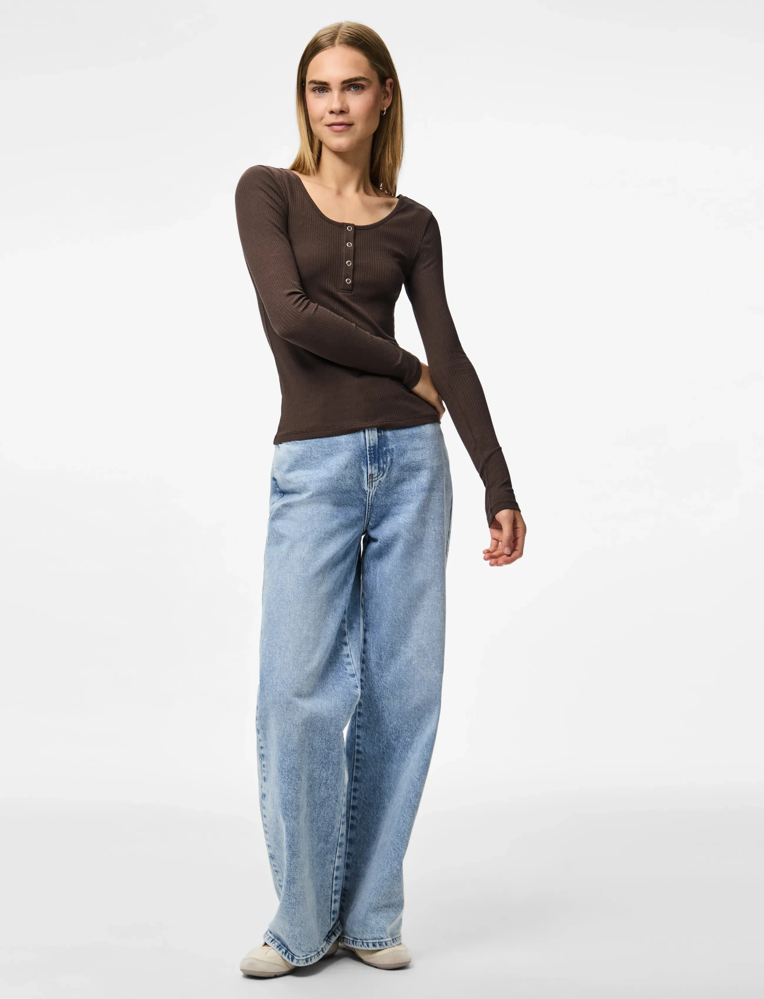 Pieces - PCKITTE LS TOP JRS NOOS BC - langærmede toppe - hot fudge - 4