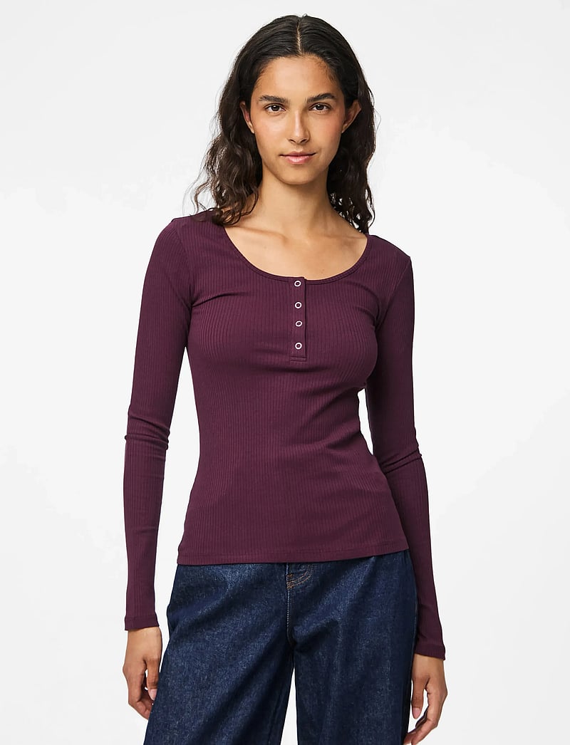 Pieces - PCKITTE LS TOP JRS NOOS BC - långärmade toppar - winetasting - 0