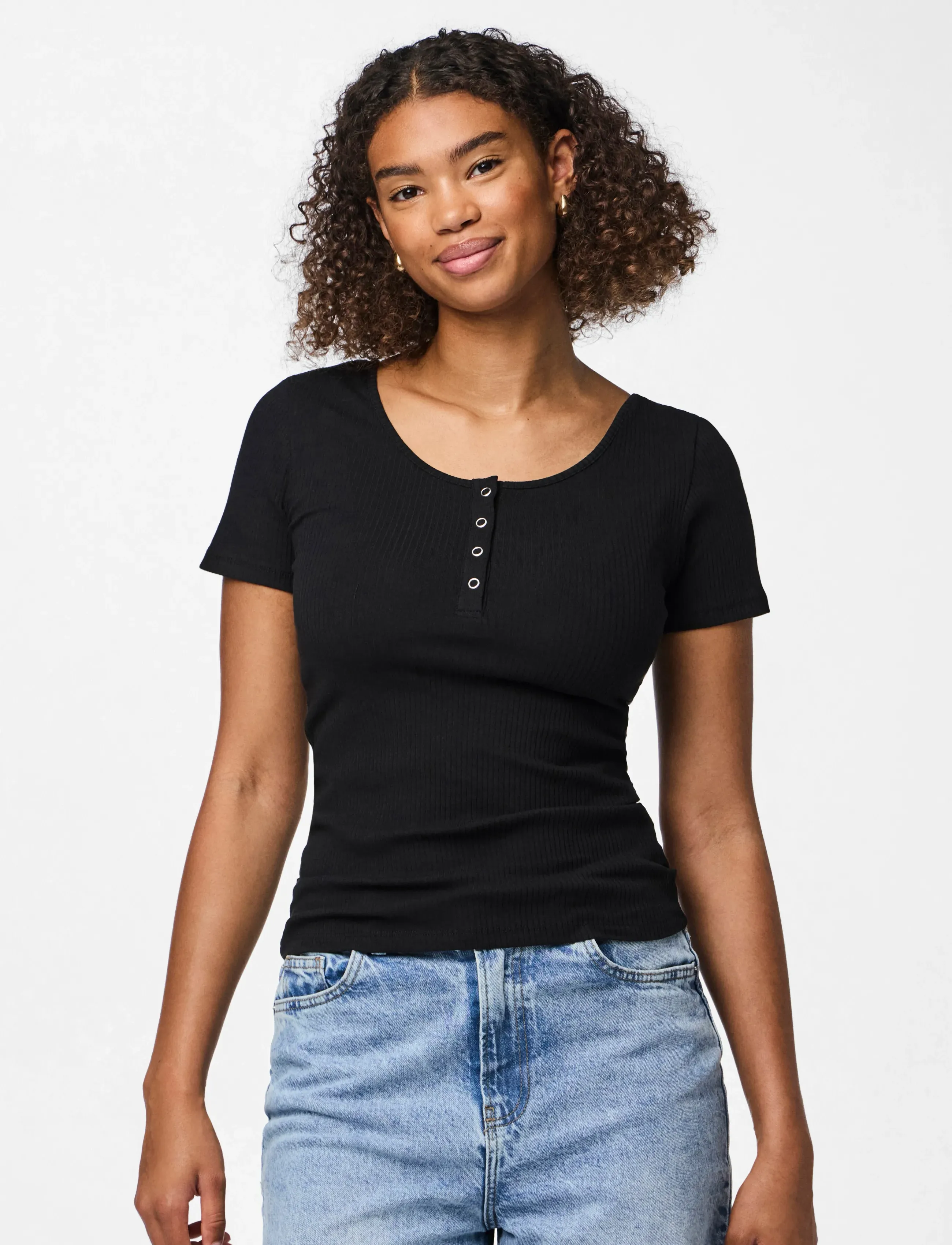 Pieces PCKITTE SS TOP JRS NOOS BC - Kleidung - BLACK / black