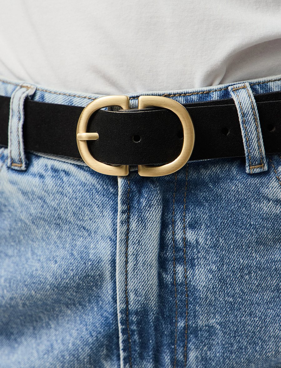 Pieces - PCJUVA SUEDE JEANS BELT NOOS - ledergürtel - black - 4
