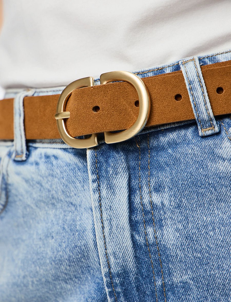 Pieces - PCJUVA SUEDE JEANS BELT NOOS - ledergürtel - cognac - 2
