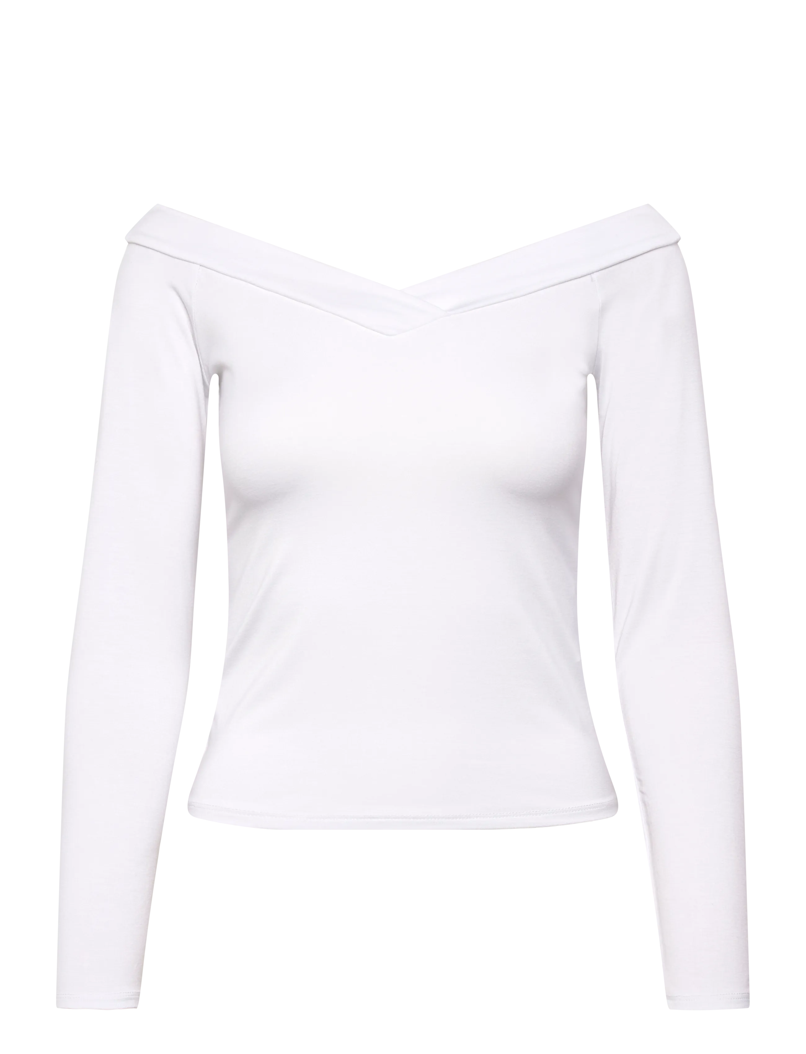 Pieces PCMALIVA LS OFFS V-NECK TOP JRS NOOS BC - Visa allt - BRIGHT WHITE / white