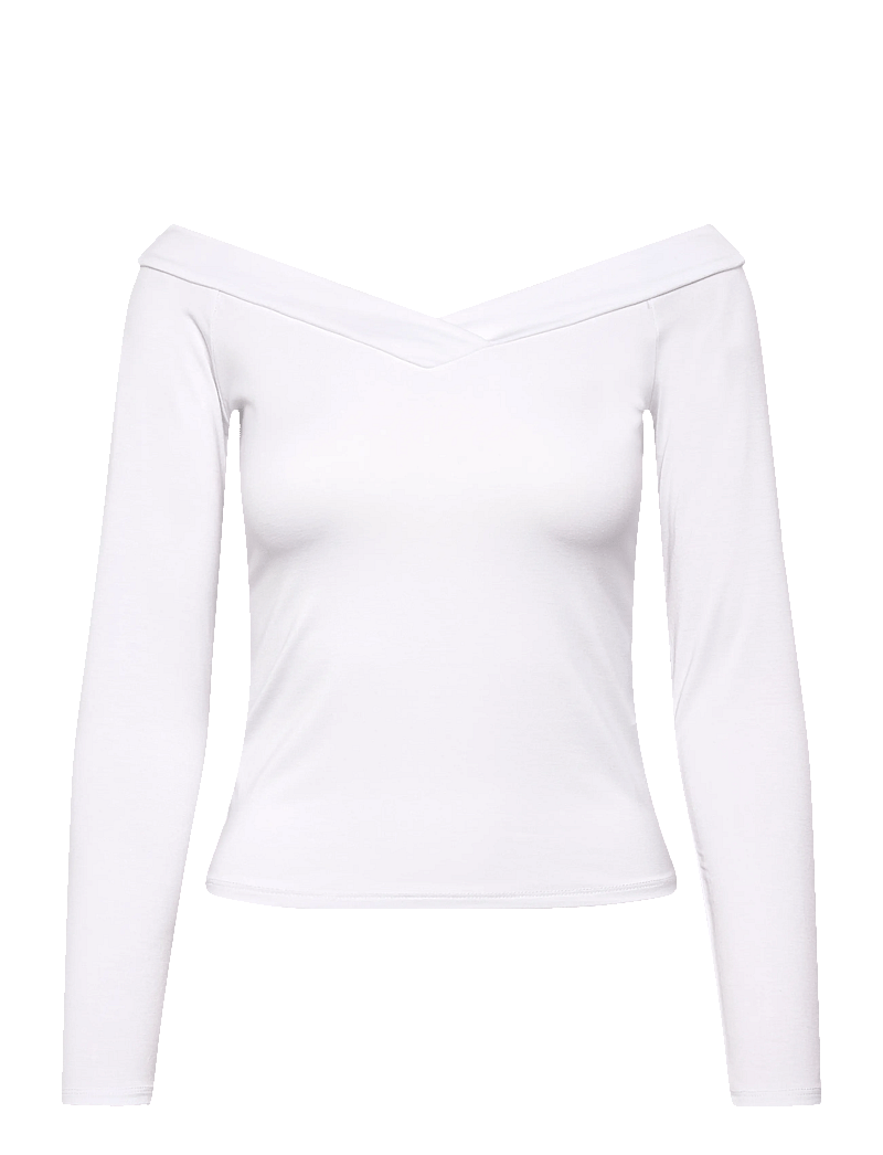 Pieces - PCMALIVA LS OFFS V-NECK TOP JRS NOOS BC - langärmlige blusen - bright white - 1