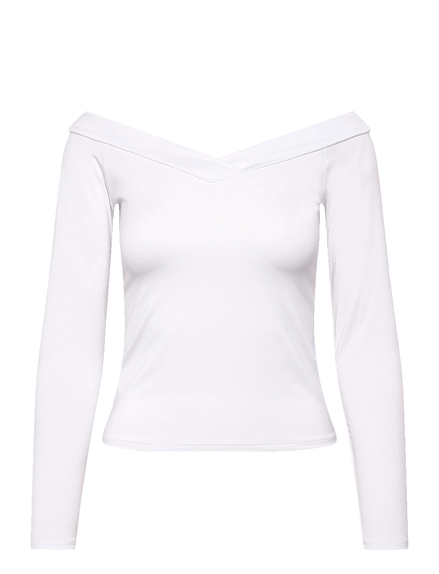 Pieces - PCMALIVA LS OFFS V-NECK TOP JRS NOOS BC - langärmelige blusen - bright white - 1