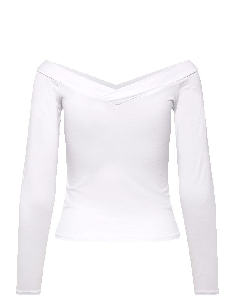 Pieces - PCMALIVA LS OFFS V-NECK TOP JRS NOOS BC - langärmlige blusen - bright white - 2
