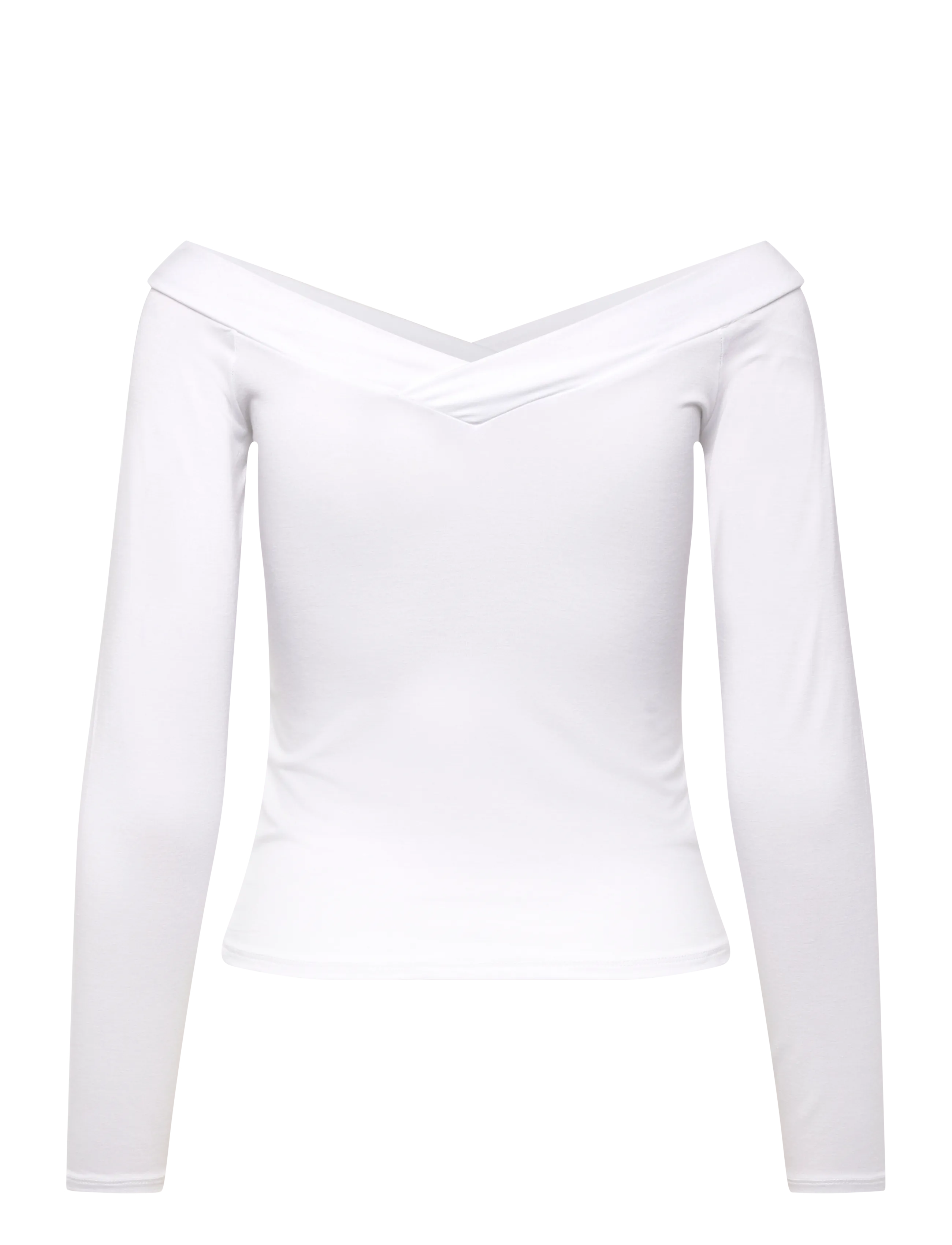 Pieces - PCMALIVA LS OFFS V-NECK TOP JRS NOOS BC - bluzki z długimi rękawami - bright white - 2