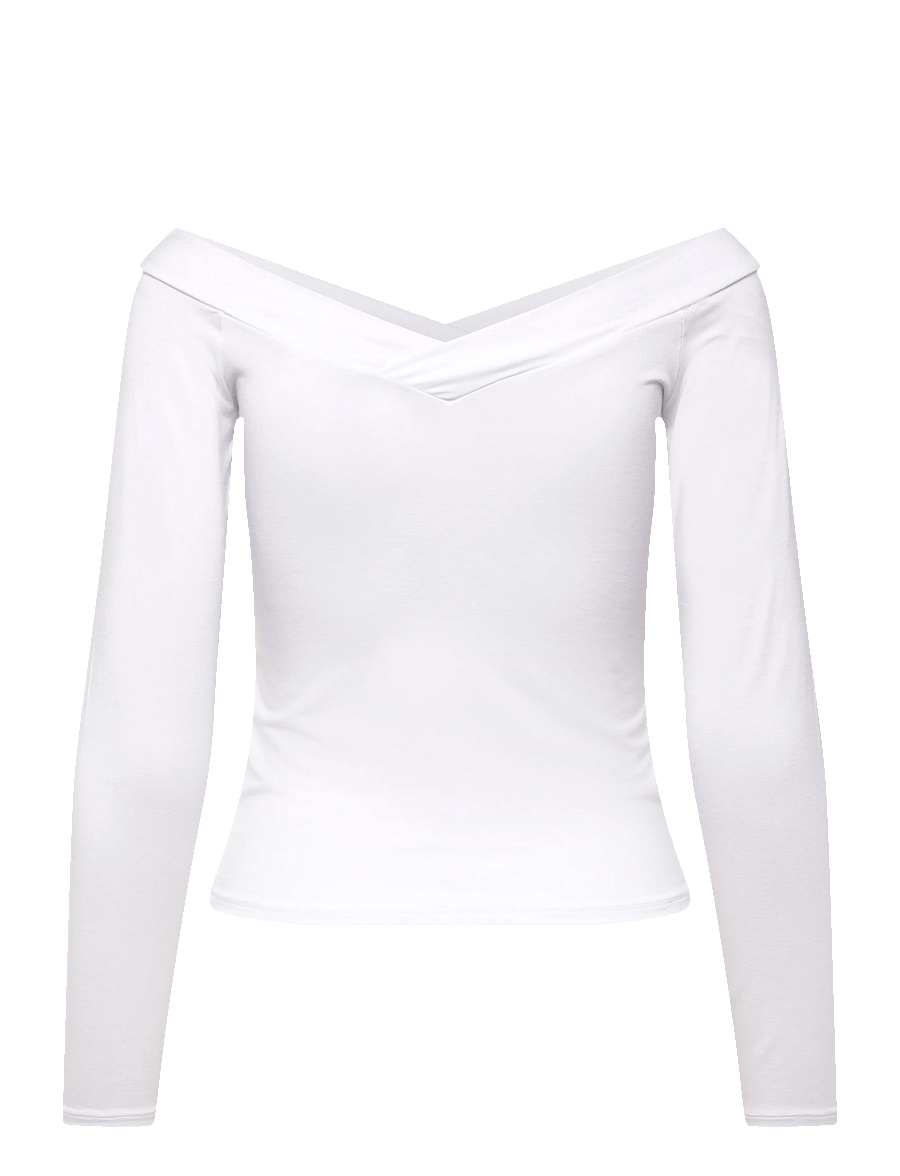 Pieces - PCMALIVA LS OFFS V-NECK TOP JRS NOOS BC - langärmelige blusen - bright white - 2