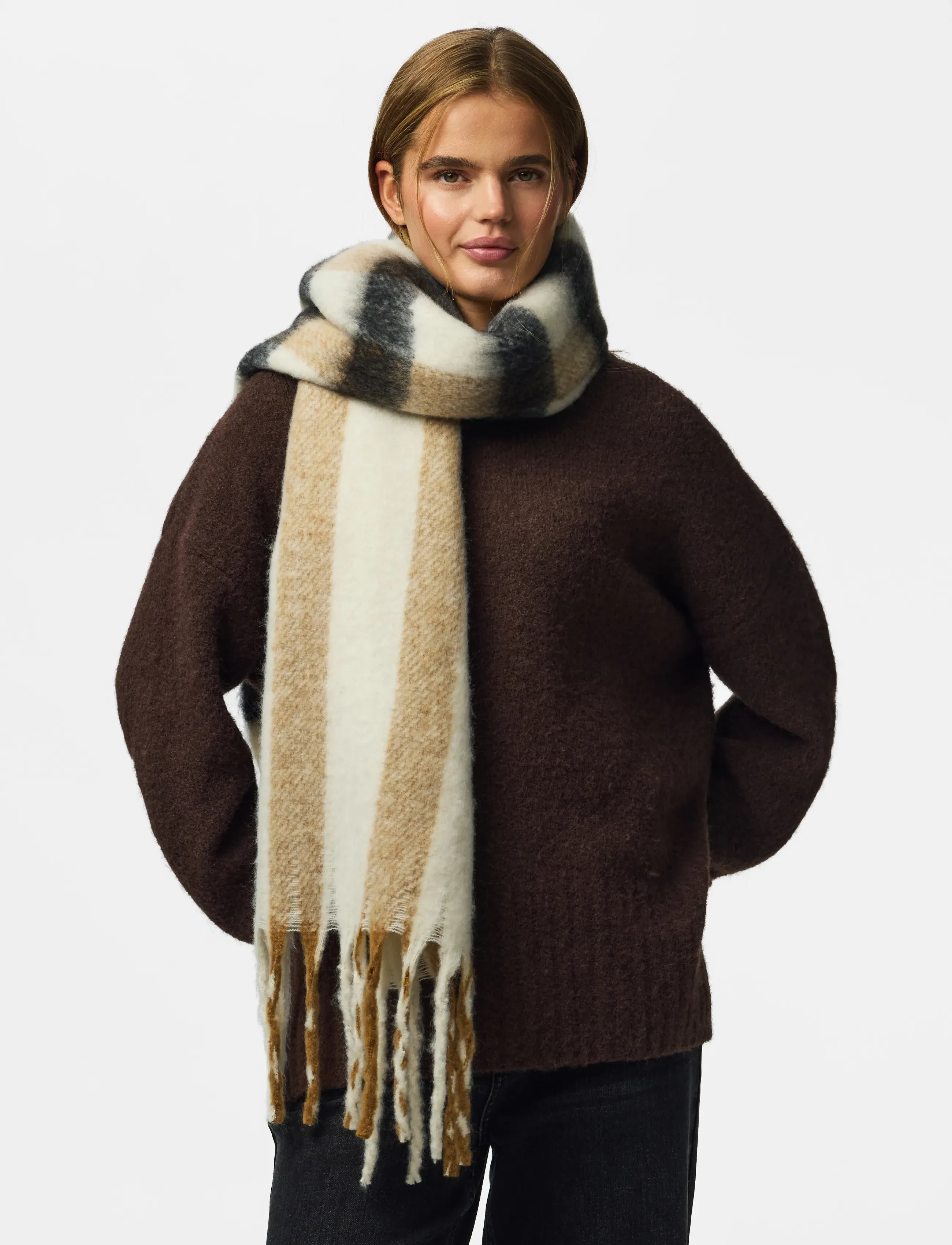 Pieces PCBEA LONG SCARF NOOS BC - Aksessuaarid - CLOUD DANCER / cream
