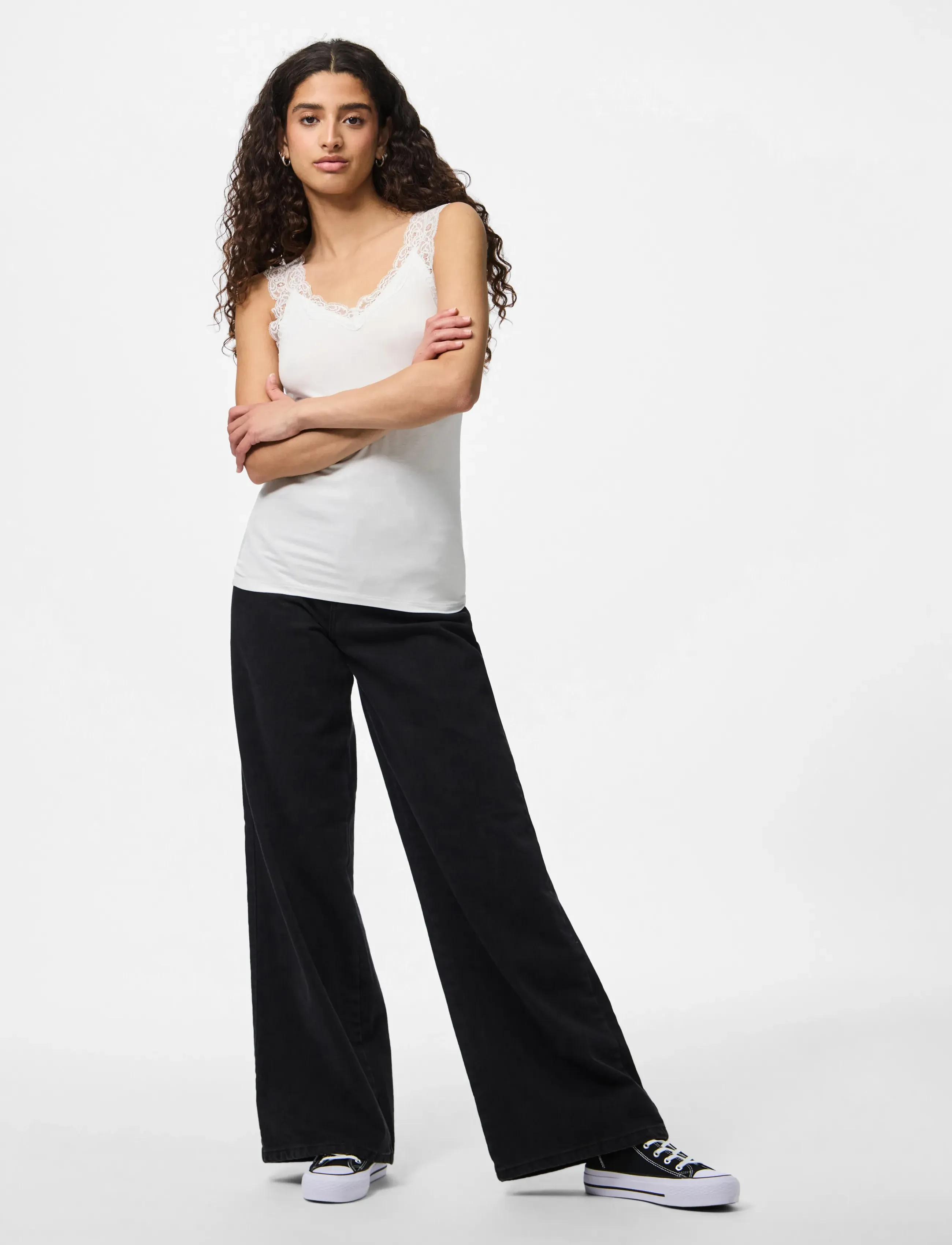 Pieces - PCBARBERA LACE TOP JRS NOOS BC - laveste priser - bright white - 4