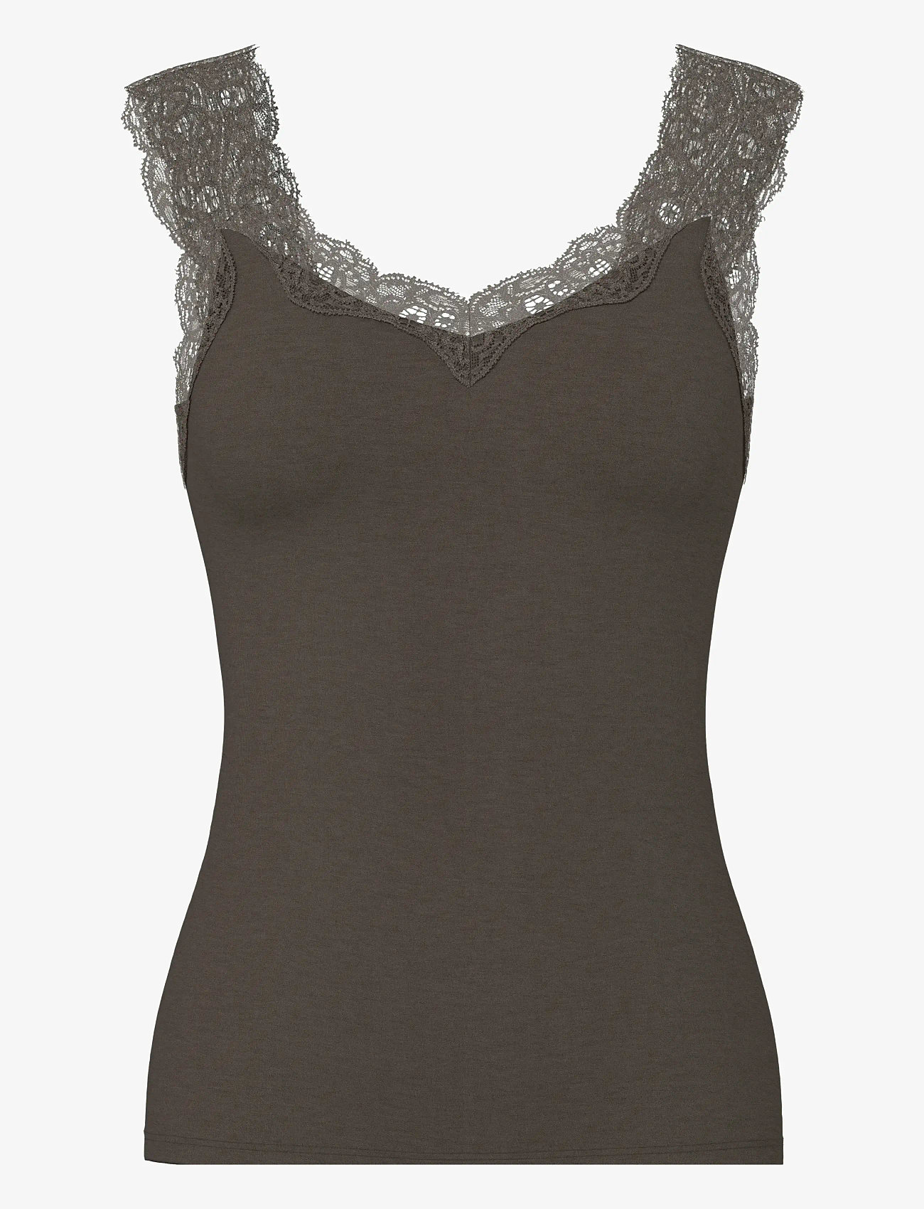 Pieces - PCBARBERA LACE TOP JRS NOOS BC - palaidinukės be rankovių - hot fudge - 0