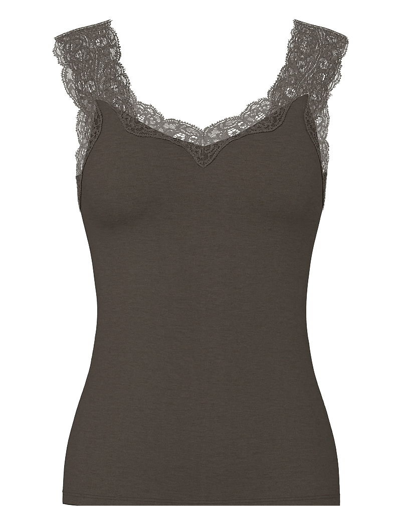 Pieces - PCBARBERA LACE TOP JRS NOOS BC - palaidinukės be rankovių - hot fudge - 0