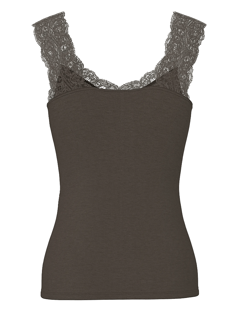 Pieces - PCBARBERA LACE TOP JRS NOOS BC - palaidinukės be rankovių - hot fudge - 1