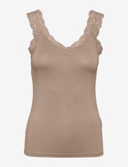 Pieces - PCBARBERA LACE TOP NOOS BC - lowest prices - warm taupe - 0