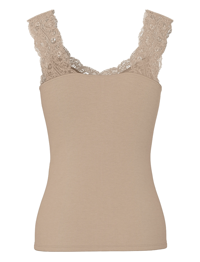 Pieces - PCBARBERA LACE TOP JRS NOOS BC - tanktops - warm taupe - 2