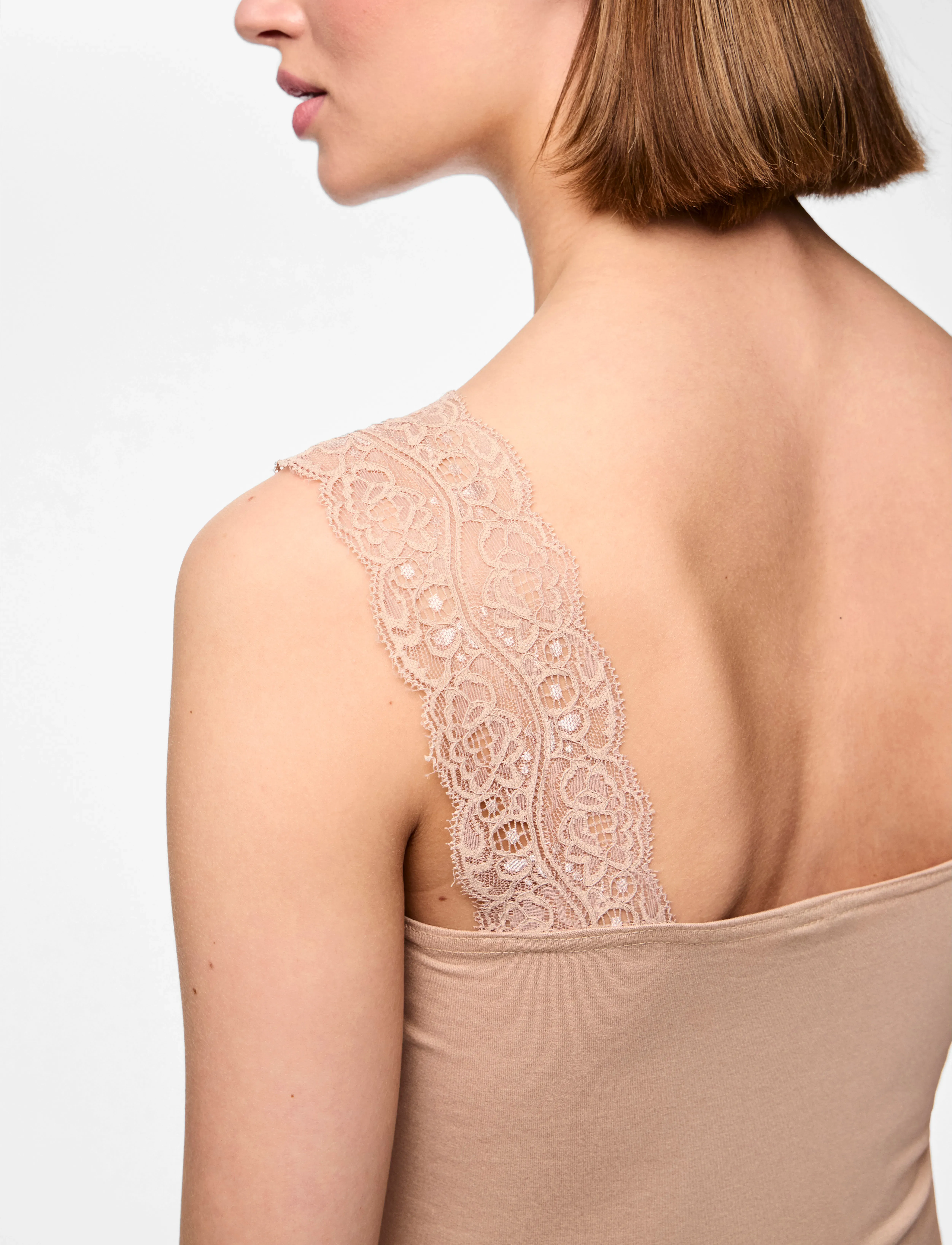 Pieces - PCBARBERA LACE TOP JRS NOOS BC - linnen - warm taupe - 5