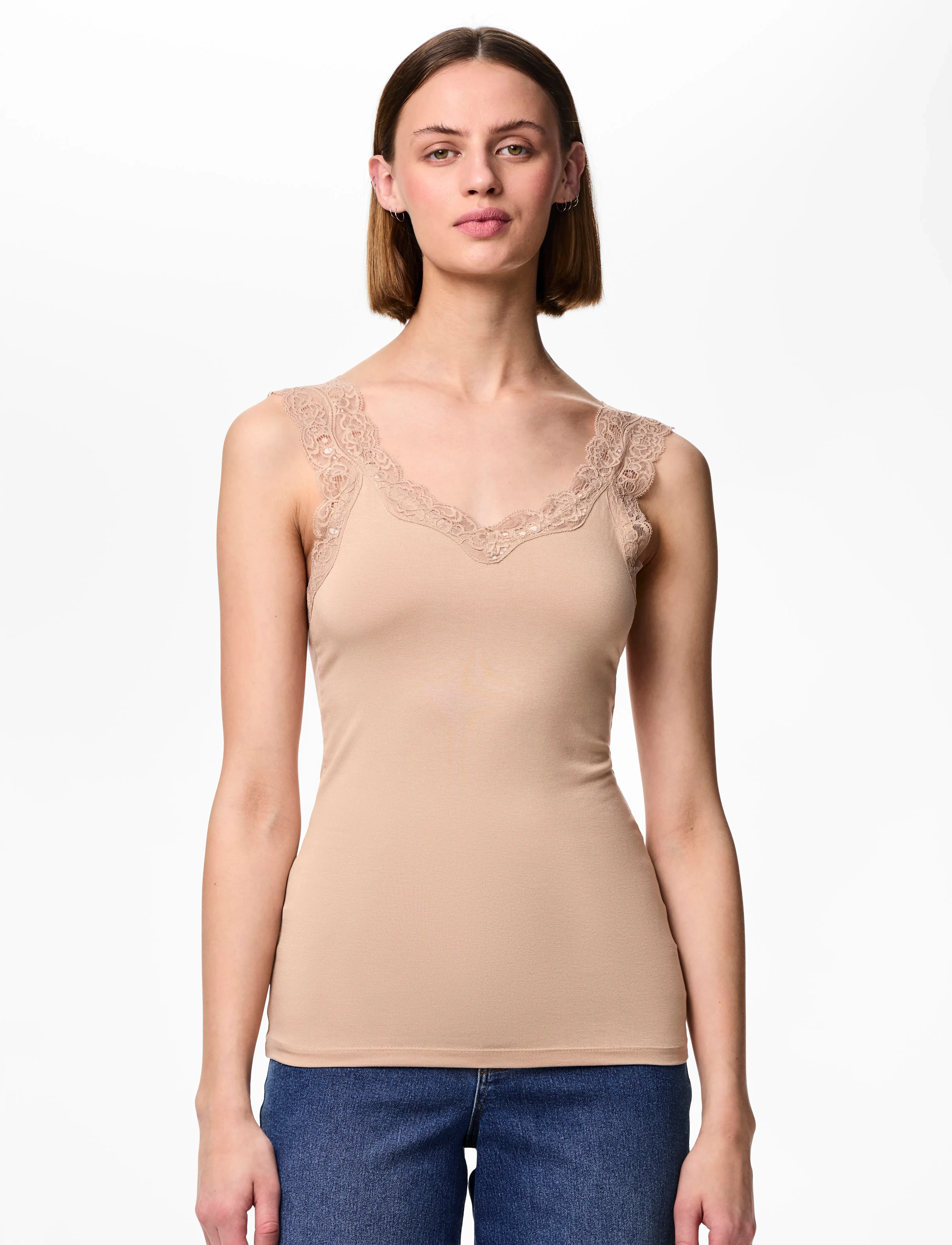 PIECES Pcbarbera Lace Top Jrs Noos Bc linnen dam – bild 6