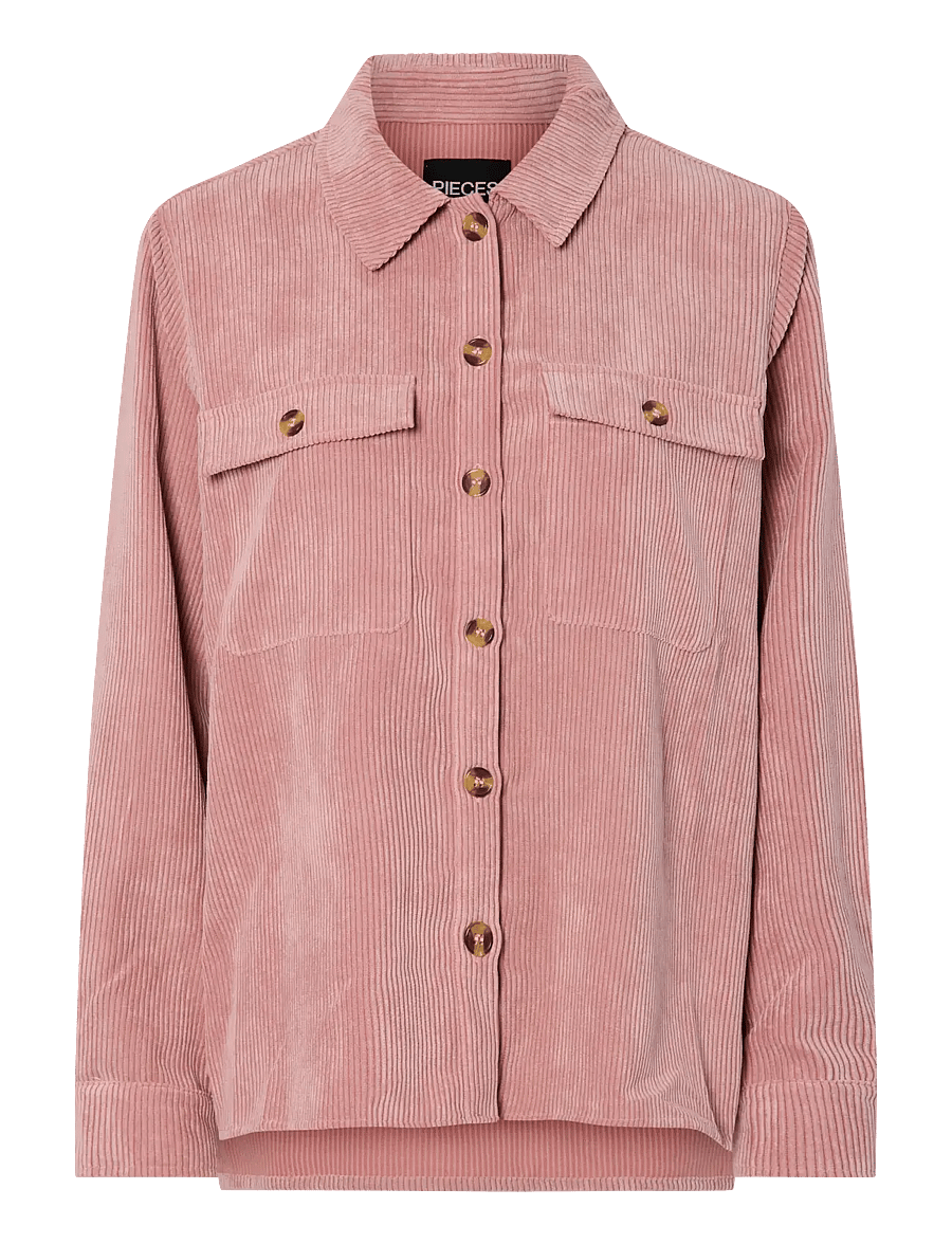Pieces - PCEFFI LS CORDUROY SHIRT WVN NOOS BC - overshirts - ash rose - 1