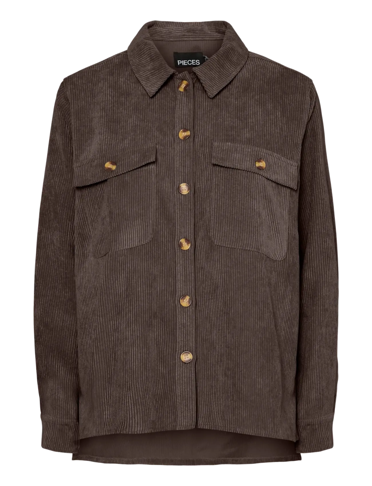 Pieces PCEFFI LS  CORDUROY SHIRT WVN NOOS BC - Långärmade skjortor - HOT FUDGE / brown