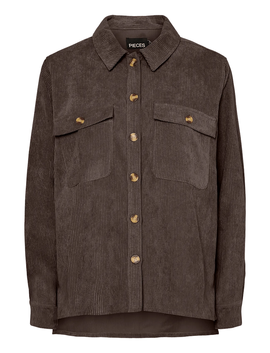 Pieces - PCEFFI LS CORDUROY SHIRT WVN NOOS BC - overshirts - hot fudge - 1